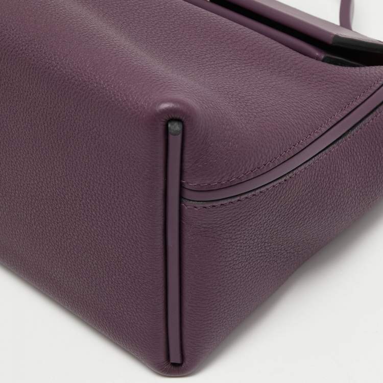 Pre Owned Hermes Raisin Togo Leather Palladium Finish 24/24 29 Bag