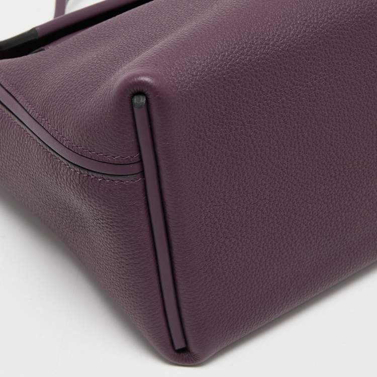 Pre Owned Hermes Raisin Togo Leather Palladium Finish 24/24 29 Bag