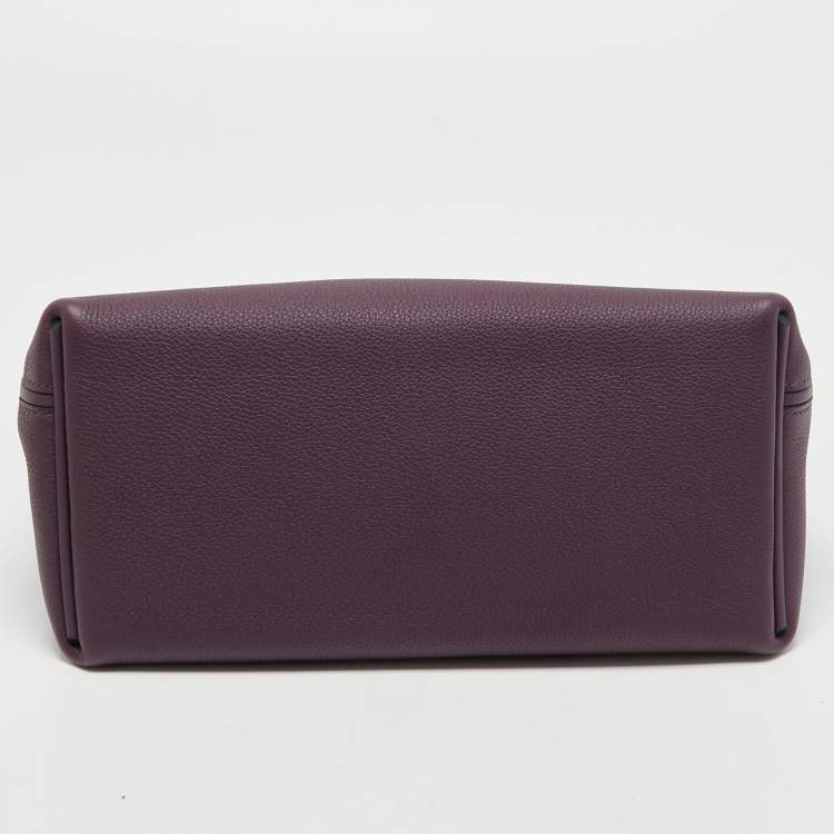 Pre Owned Hermes Raisin Togo Leather Palladium Finish 24/24 29 Bag