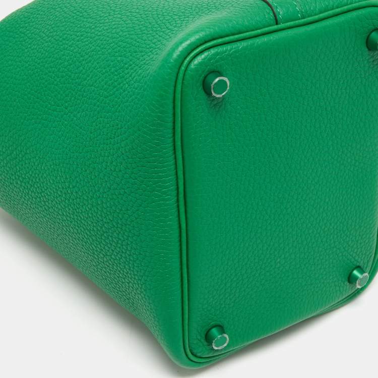 Pre Owned Hermes So Green Bambou Clemence Leather Picotin Lock 18 Bag