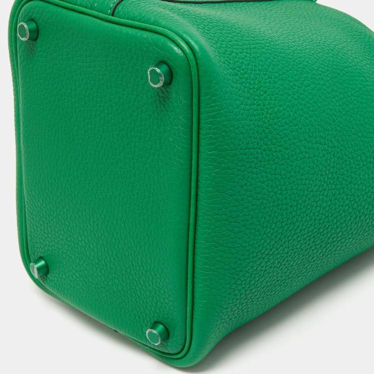 Pre Owned Hermes So Green Bambou Clemence Leather Picotin Lock 18 Bag