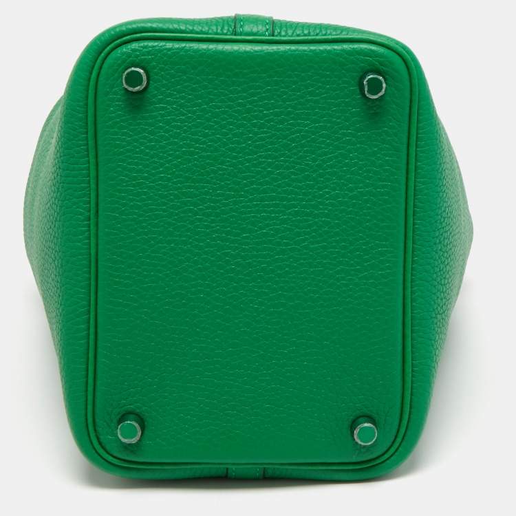 Pre Owned Hermes So Green Bambou Clemence Leather Picotin Lock 18 Bag