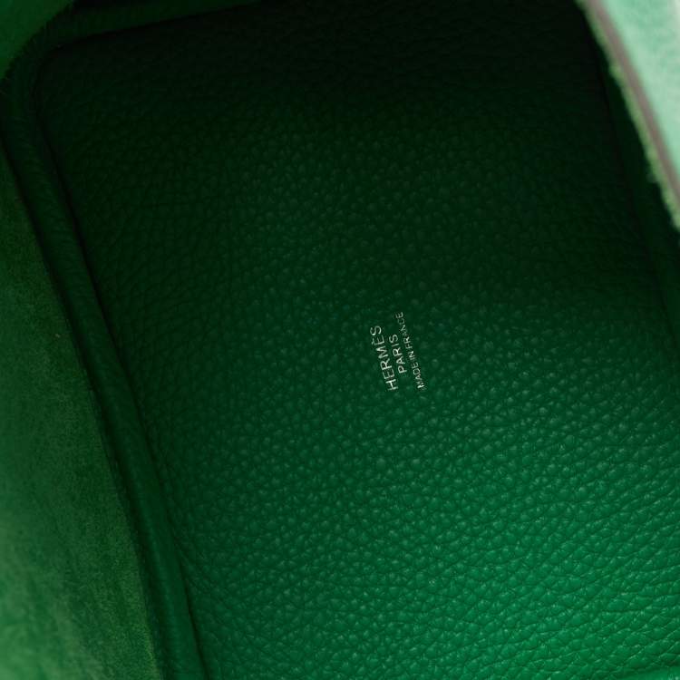 Pre Owned Hermes So Green Bambou Clemence Leather Picotin Lock 18 Bag