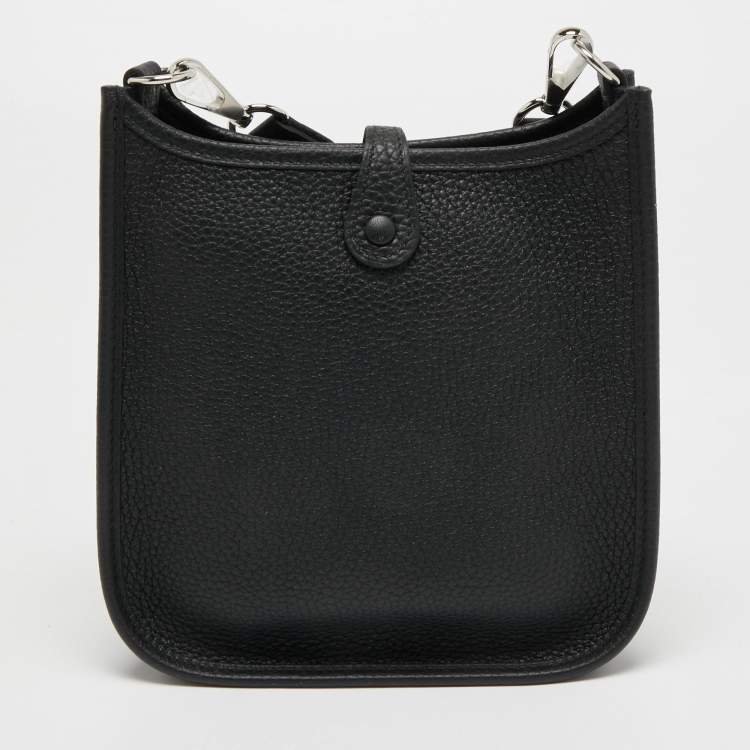 Pre Owned Hermes Black Taurillon Clemence Leather Evelyne TPM Bag