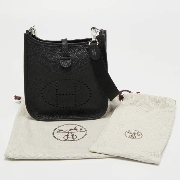 Pre Owned Hermes Black Taurillon Clemence Leather Evelyne TPM Bag