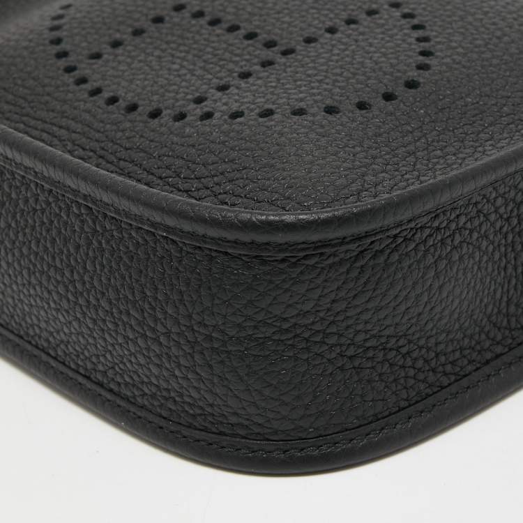 Pre Owned Hermes Black Taurillon Clemence Leather Evelyne TPM Bag