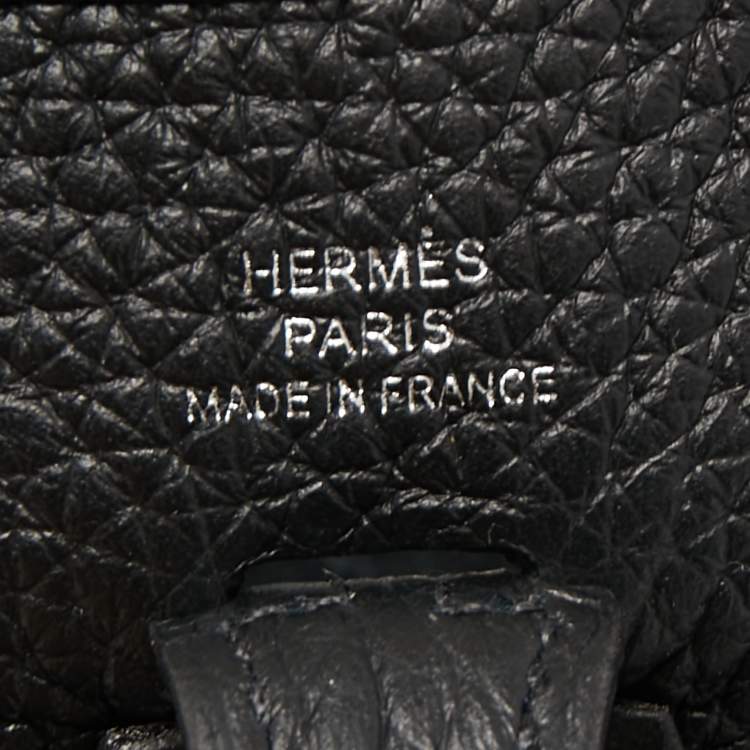 Pre Owned Hermes Black Taurillon Clemence Leather Evelyne TPM Bag