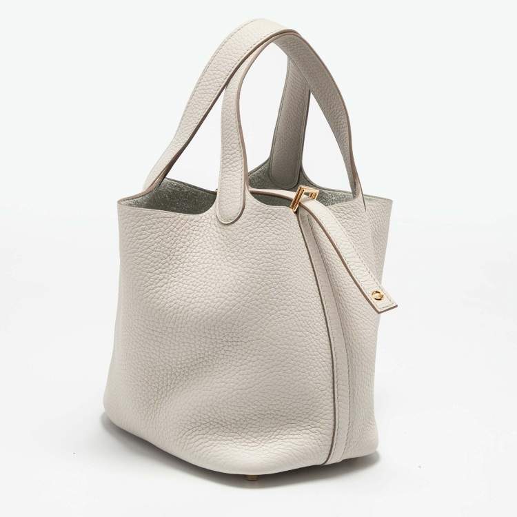 Pre Owned Hermès Beton Taurillon Clemence Leather Picotin Lock 18 Bag