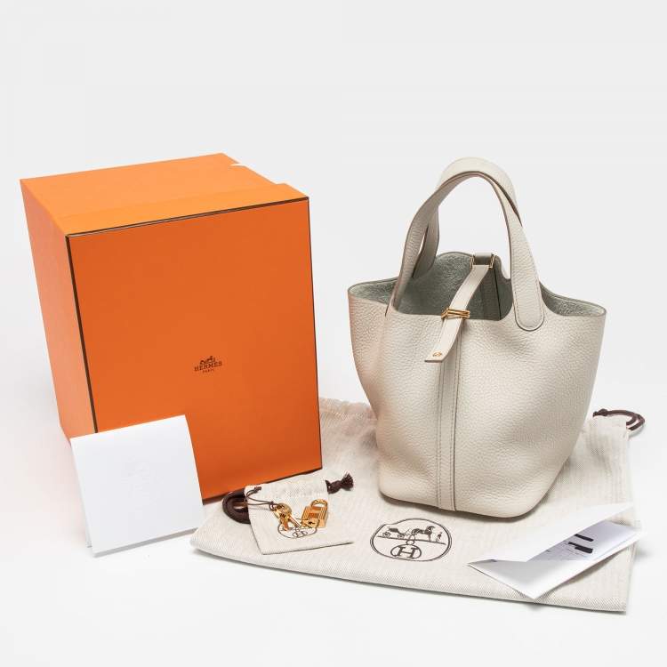 Pre Owned Hermès Beton Taurillon Clemence Leather Picotin Lock 18 Bag