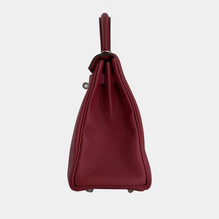 Pre Owned Hermes Red Togo Leather Palladium Hardware Kelly Retourne 25 Bag 