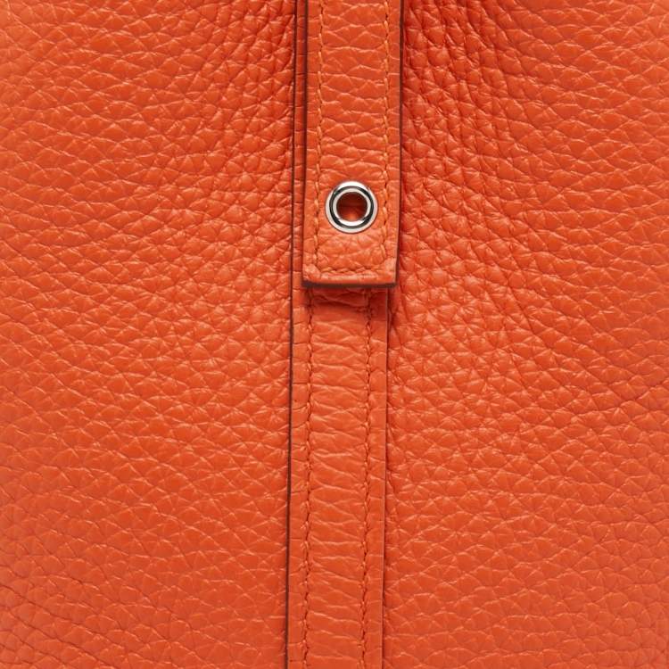 Pre Owned Hermes Feu Clemence Leather Picotin Lock 18 Bag