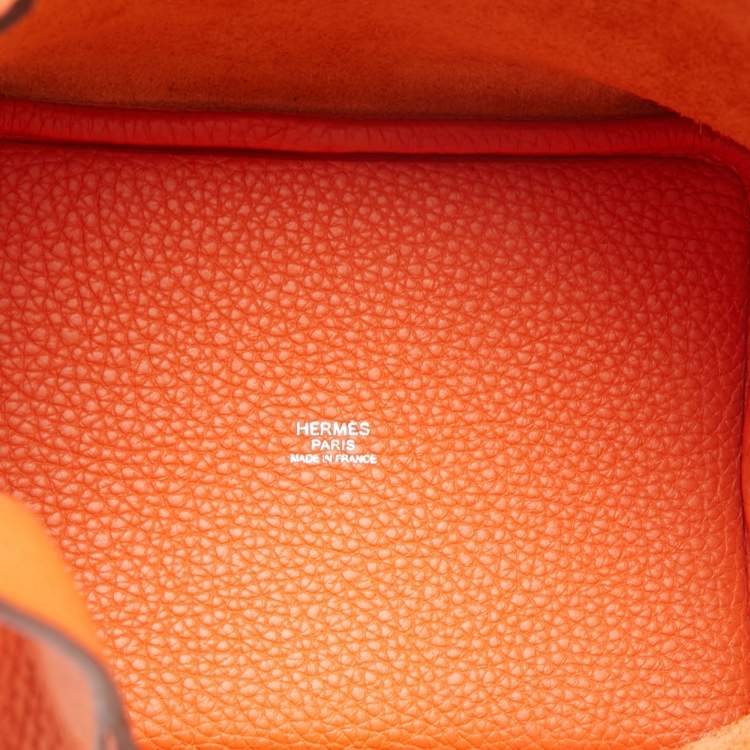 Pre Owned Hermes Feu Clemence Leather Picotin Lock 18 Bag