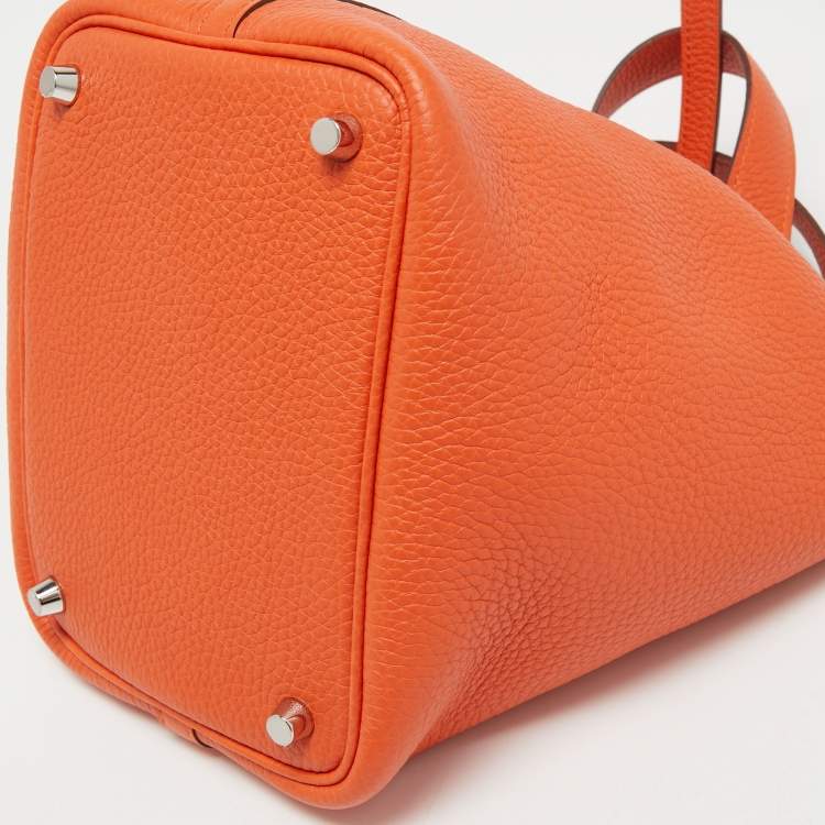 Pre Owned Hermes Feu Clemence Leather Picotin Lock 18 Bag