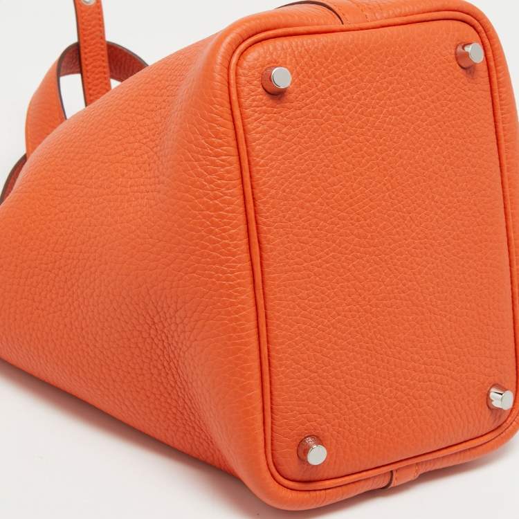 Pre Owned Hermes Feu Clemence Leather Picotin Lock 18 Bag