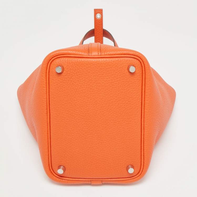 Pre Owned Hermes Feu Clemence Leather Picotin Lock 18 Bag