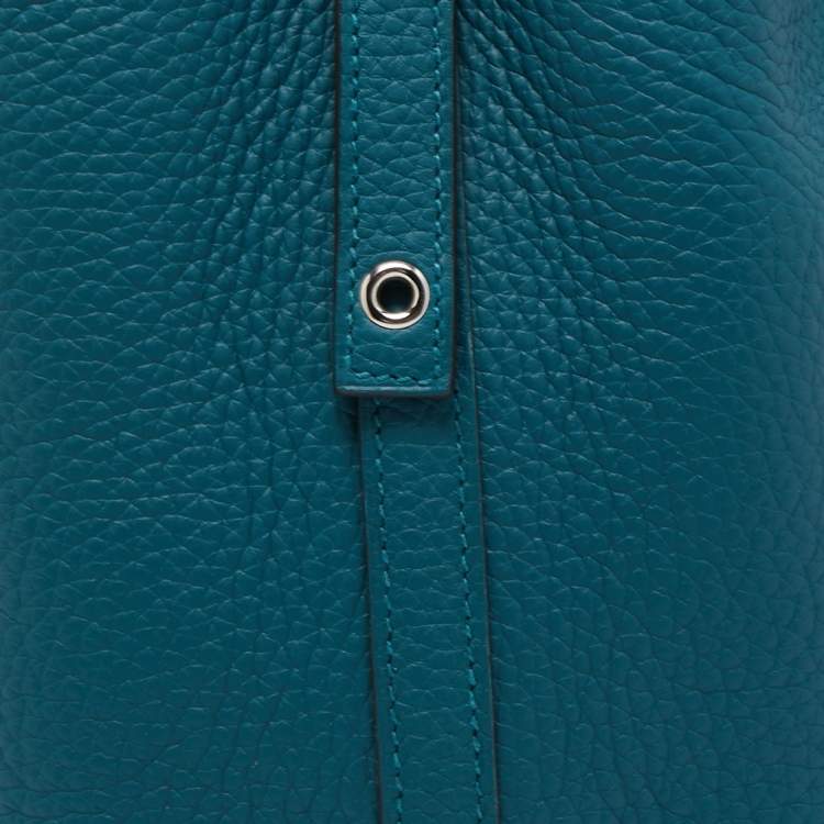 Pre Owned Hermes Vert Bosphore/Deep Blue Clemence Leather Picotin Lock 18 Bag