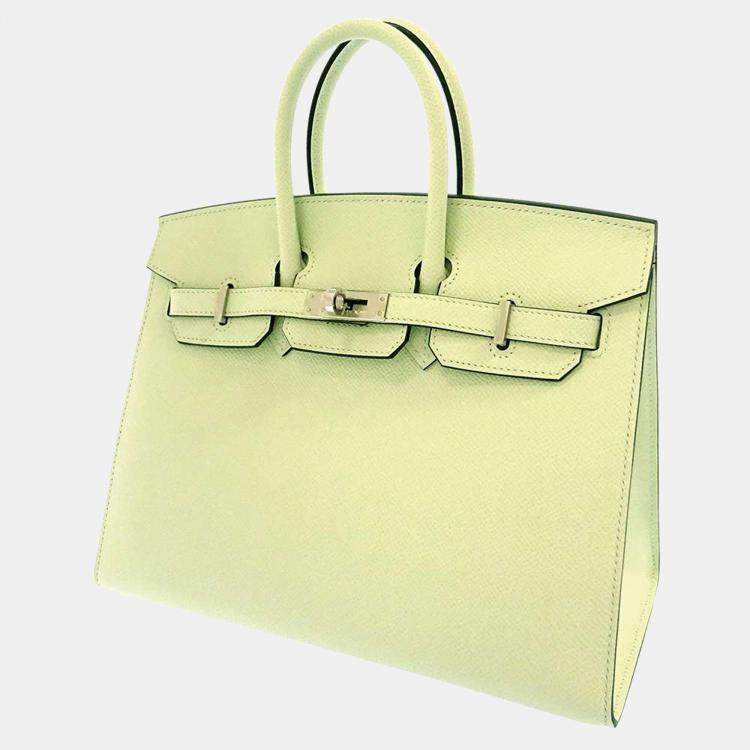 Hermes Green Epsom Leather Palladium Hardware Birkin Sellier 25