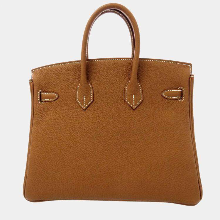 Pre Owned Hermes Gold Togo Leather Gold Hardware Birkin 25 Bag 