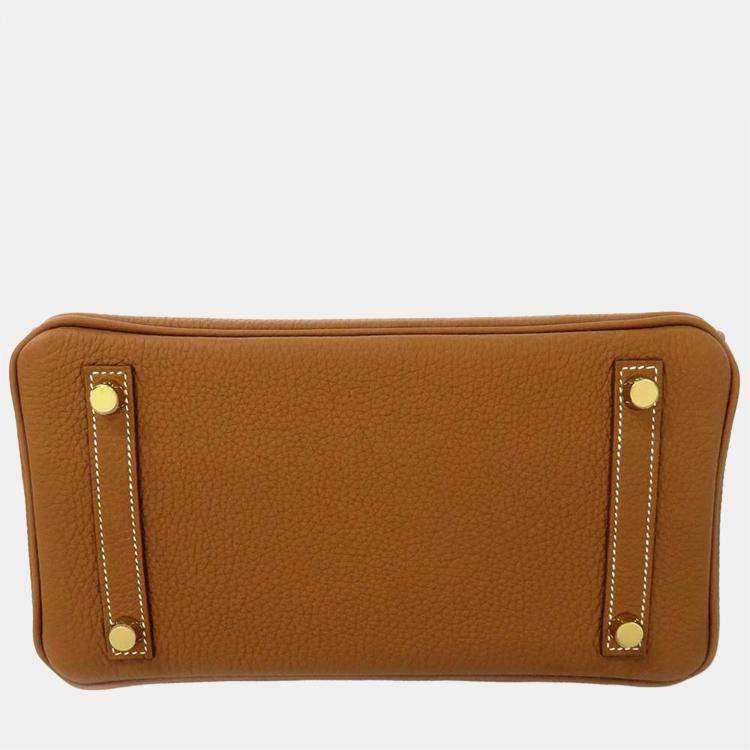 Pre Owned Hermes Gold Togo Leather Gold Hardware Birkin 25 Bag 