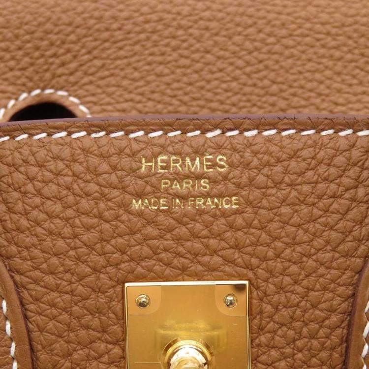 Pre Owned Hermes Gold Togo Leather Gold Hardware Birkin 25 Bag 