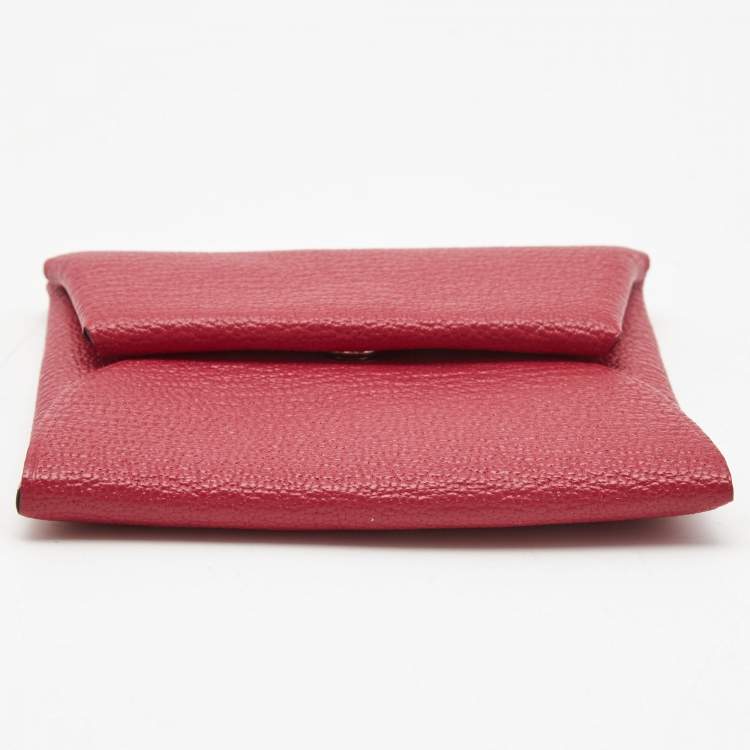 Pre Owned Hermes Framboise/Rouge H Chevre Leather Bastia Change Purse