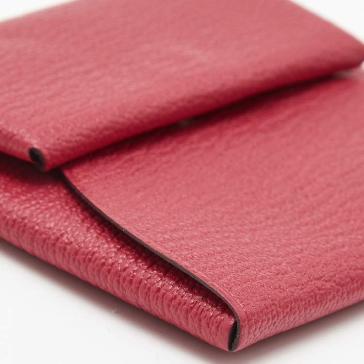 Pre Owned Hermes Framboise/Rouge H Chevre Leather Bastia Change Purse