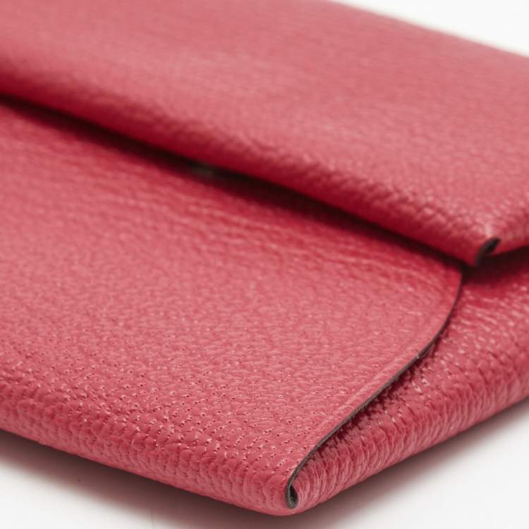 Pre Owned Hermes Framboise/Rouge H Chevre Leather Bastia Change Purse