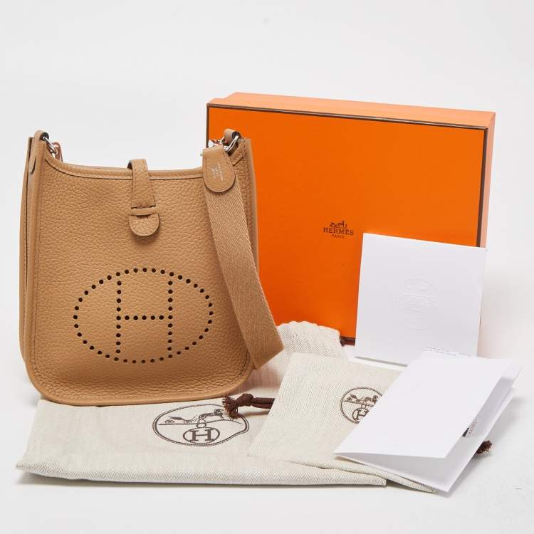 Pre Owned Hermes Chai Clemence Leather Evelyne TPM Bag