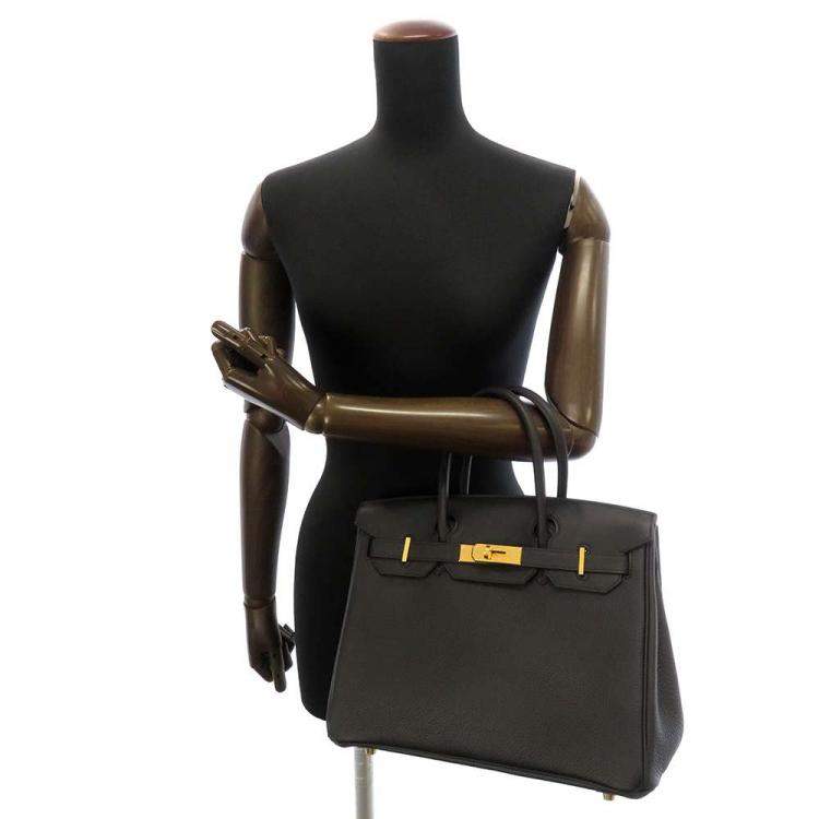 مملوكة مسبقًا Hermes Black Togo Swift Toile Leather Gold Handware 3 n 1 Birkin 30 Bag 