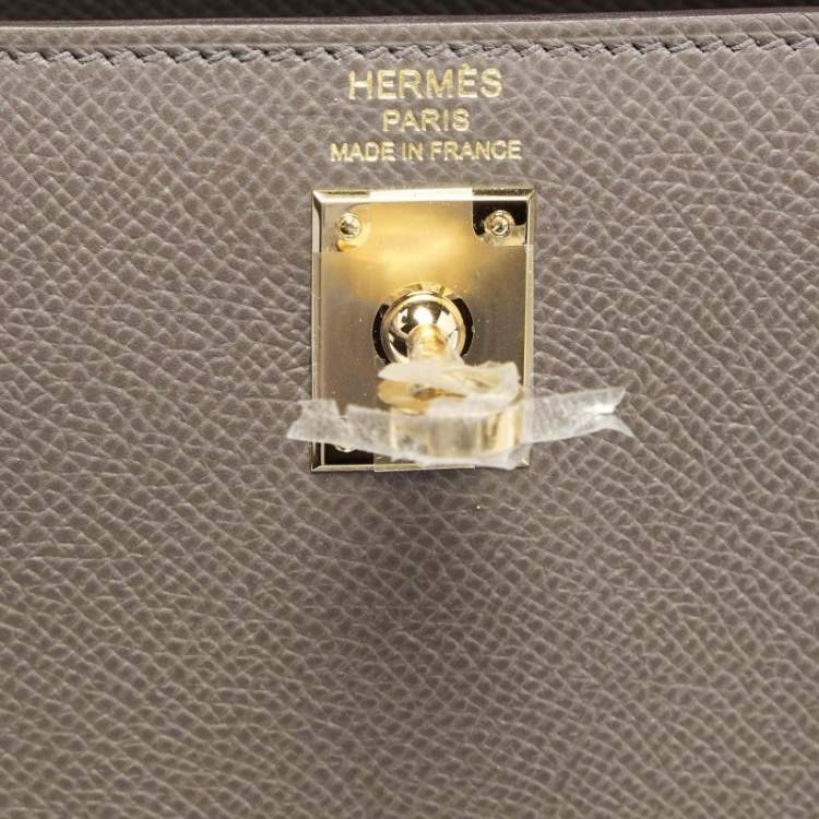 Pre Owned Hermes Etain Epsom Leather Gold Finish Kelly Sellier 25 Bag