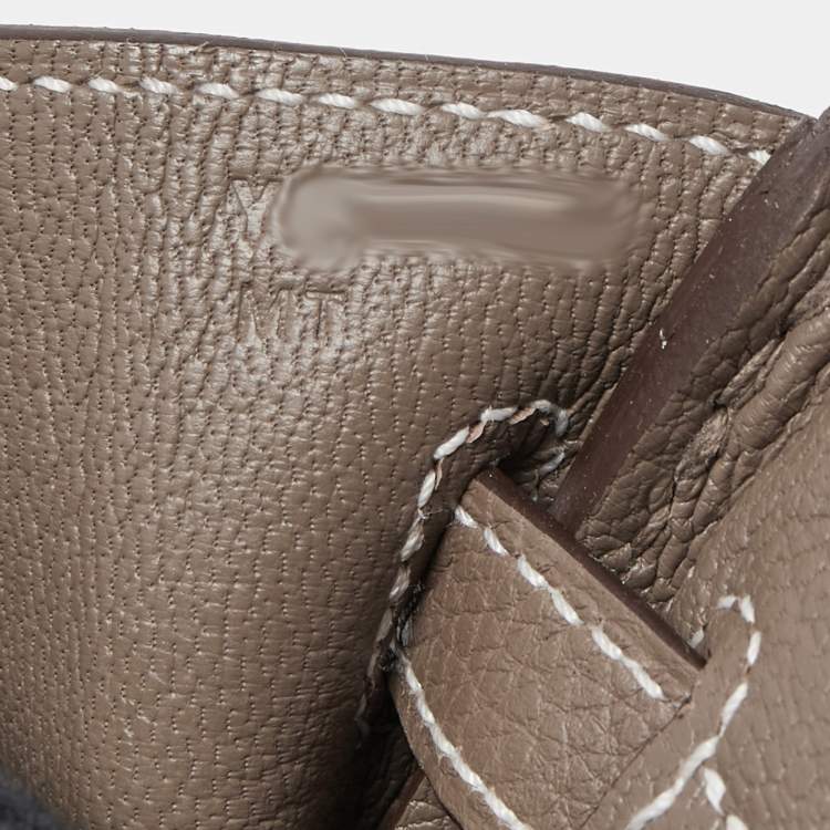 Pre Owned Hermes Etoupe Togo Leather Palladium Finish Birkin 25 Bag 