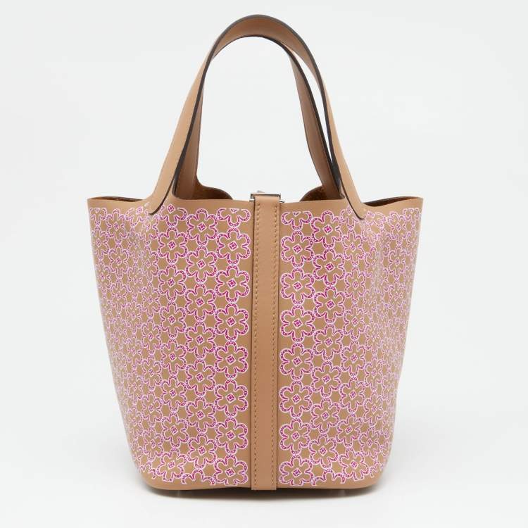 Pre Owned Hermes Chai/Rose Swift Leather Picotin Luck Daisy Bag