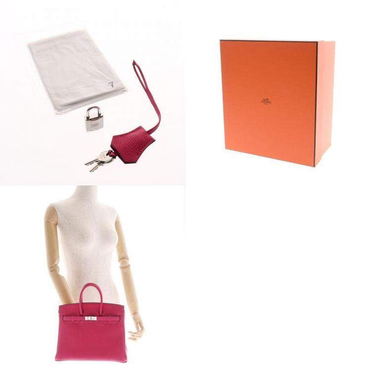 Pre Owned Hermes Pink Togo Leather Palladium Finish Birkin 25 Bag