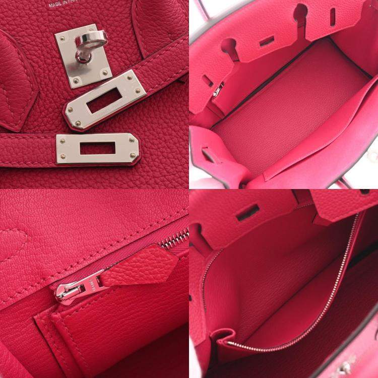 Pre Owned Hermes Pink Togo Leather Palladium Finish Birkin 25 Bag