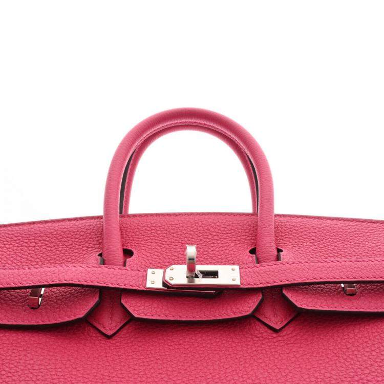 Pre Owned Hermes Pink Togo Leather Palladium Finish Birkin 25 Bag