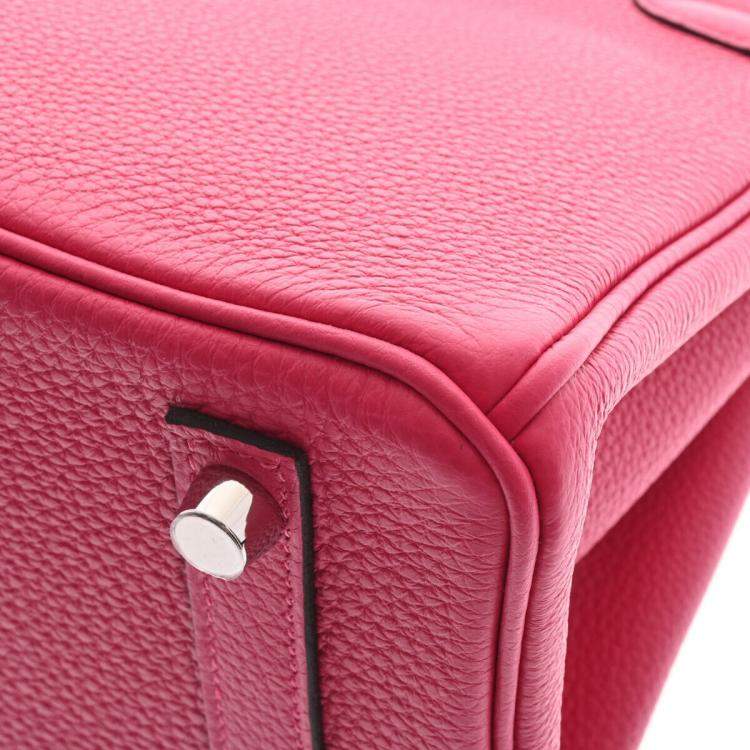 Pre Owned Hermes Pink Togo Leather Palladium Finish Birkin 25 Bag