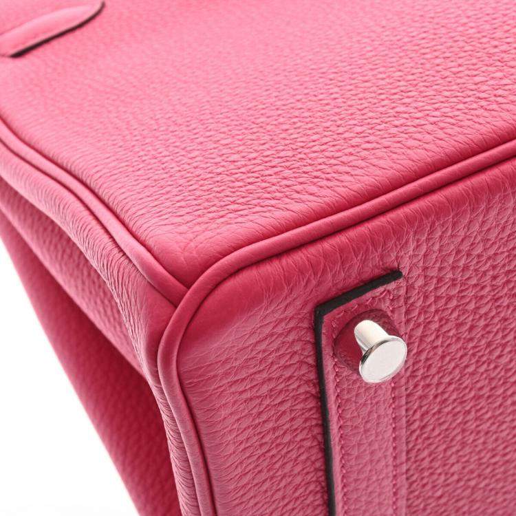 Pre Owned Hermes Pink Togo Leather Palladium Finish Birkin 25 Bag