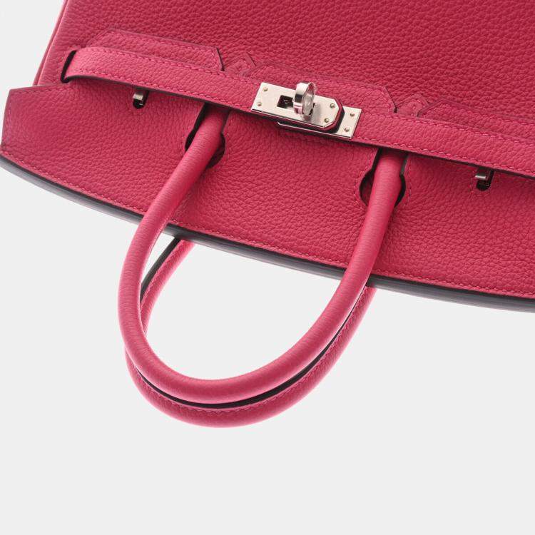 Pre Owned Hermes Pink Togo Leather Palladium Finish Birkin 25 Bag