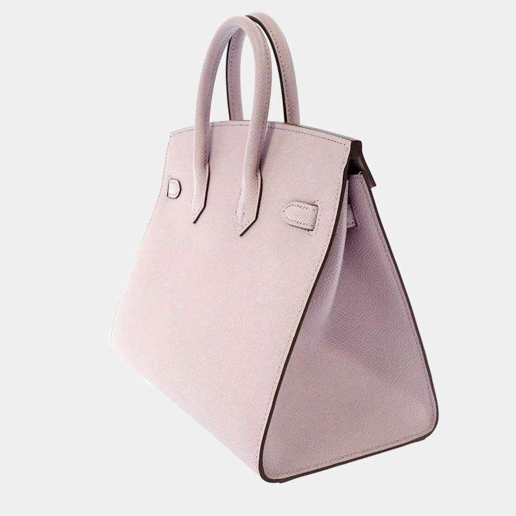 Hermes Pink Epsom Leather Palladium Hardware Birkin Sellier 25 Bag