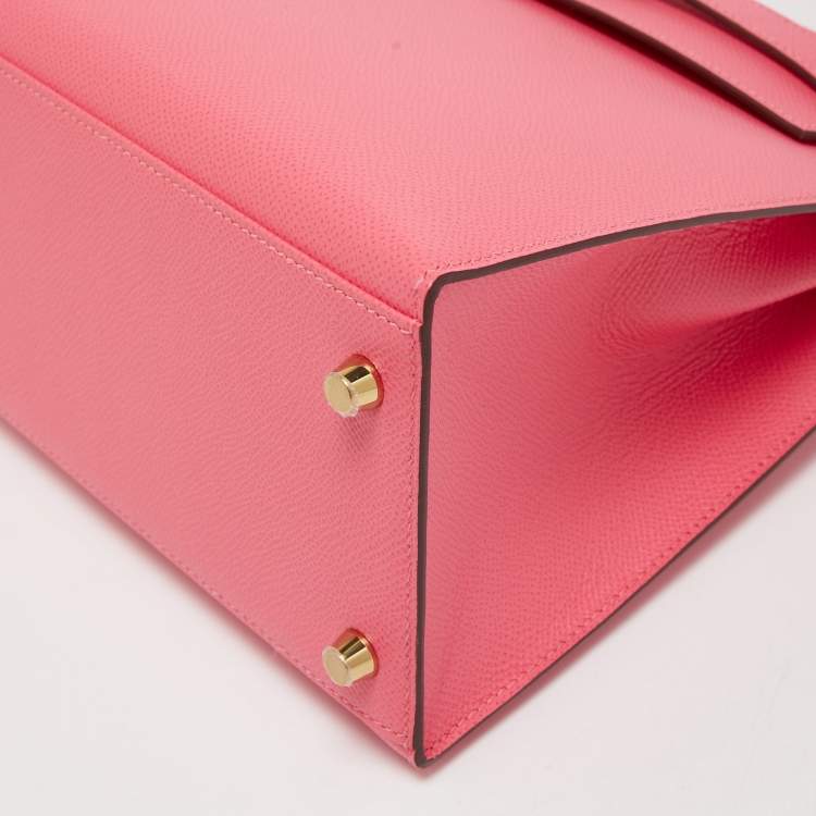 Pre Owned Hermès Rose Azalee Epsom Leather Gold Finish Kelly Sellier 28 Bag