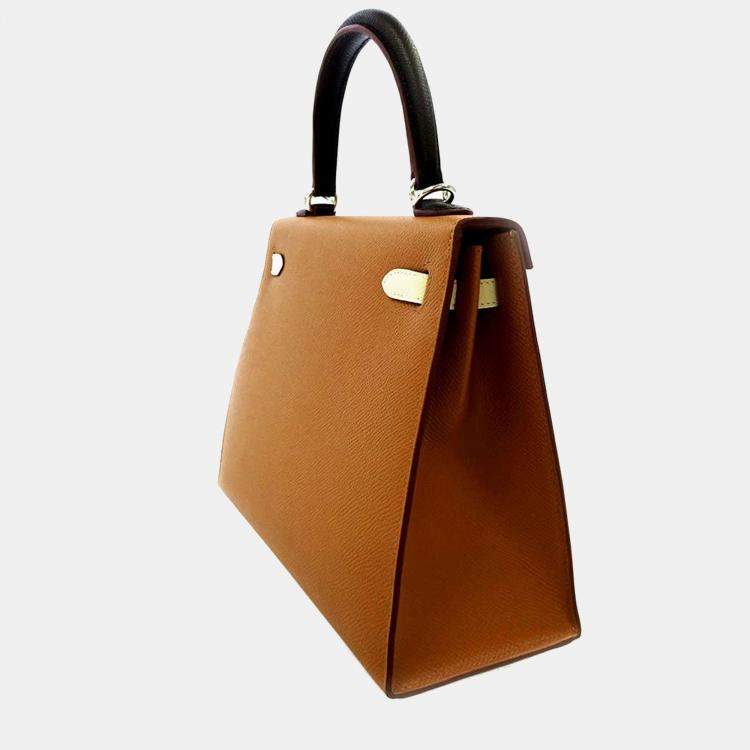 Hermes Etoupe Togo Leather Palladium Hardware Kelly 28 Bag