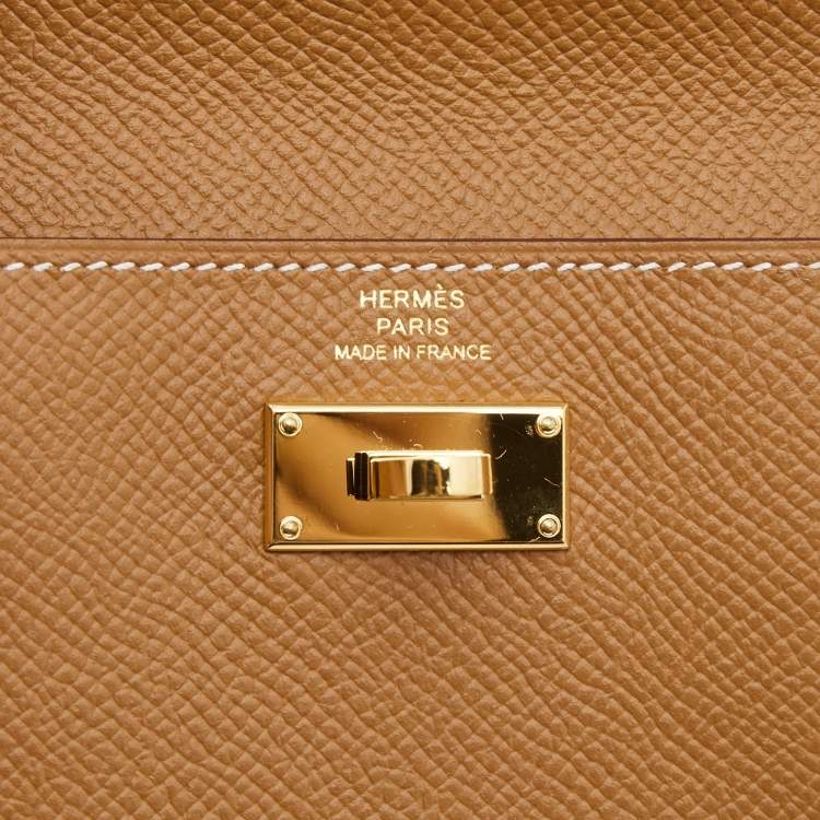 Pre Owned Hermes Gold Epsom Leather Kelly Pocket Compact Wallet