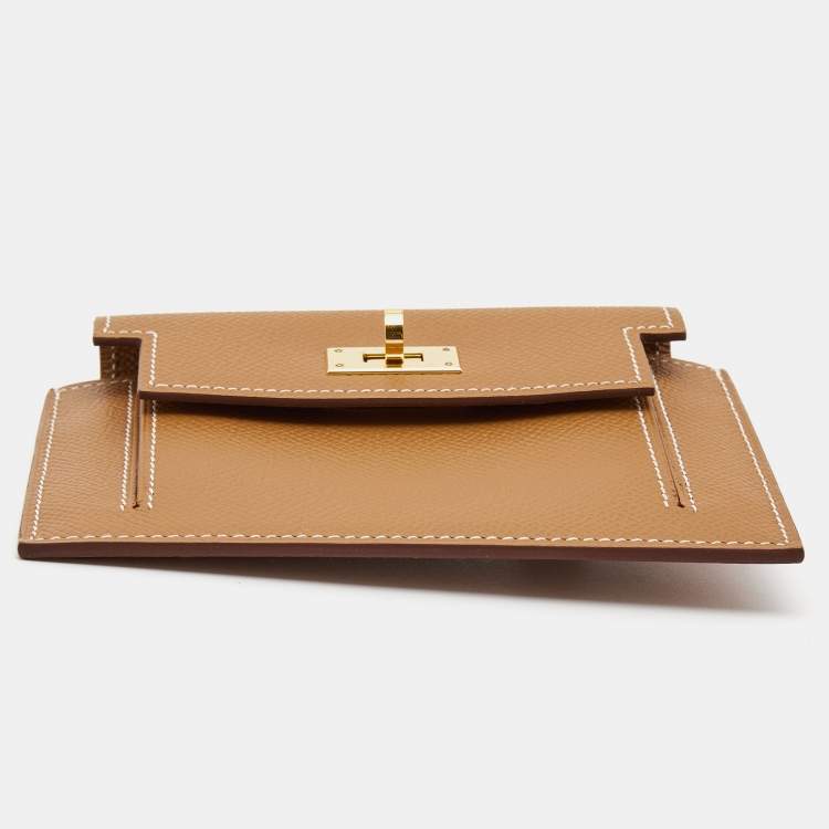 Pre Owned Hermes Gold Epsom Leather Kelly Pocket Compact Wallet