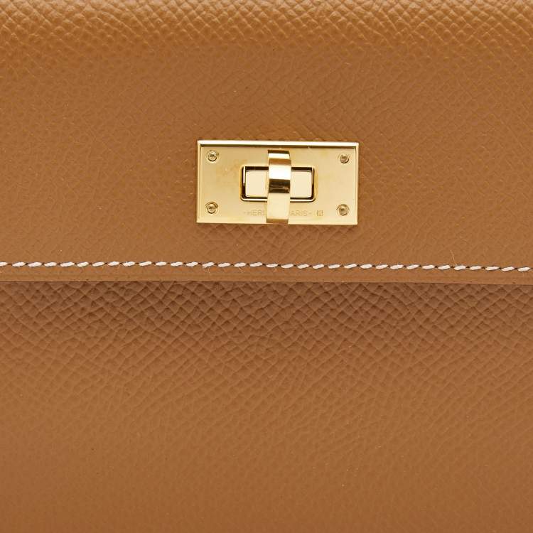 Pre Owned Hermes Gold Epsom Leather Kelly Pocket Compact Wallet