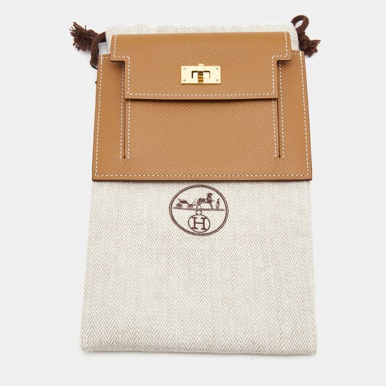 Pre Owned Hermes Gold Epsom Leather Kelly Pocket Compact Wallet