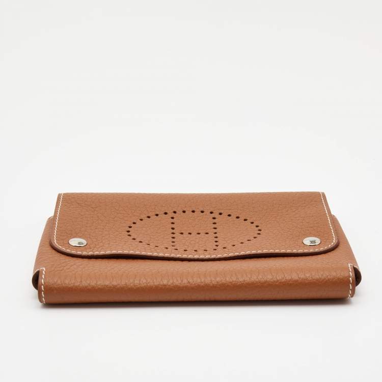 Pre Owned Hermes Gold Togo Leather Mises Et Relances Playing Cards Holder