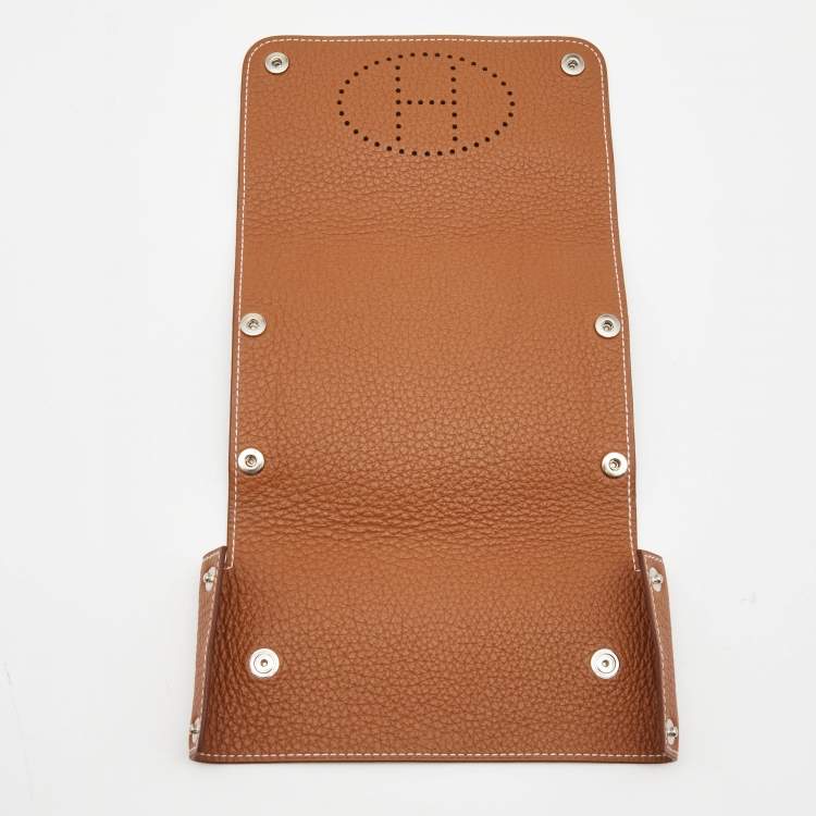 Pre Owned Hermes Gold Togo Leather Mises Et Relances Playing Cards Holder