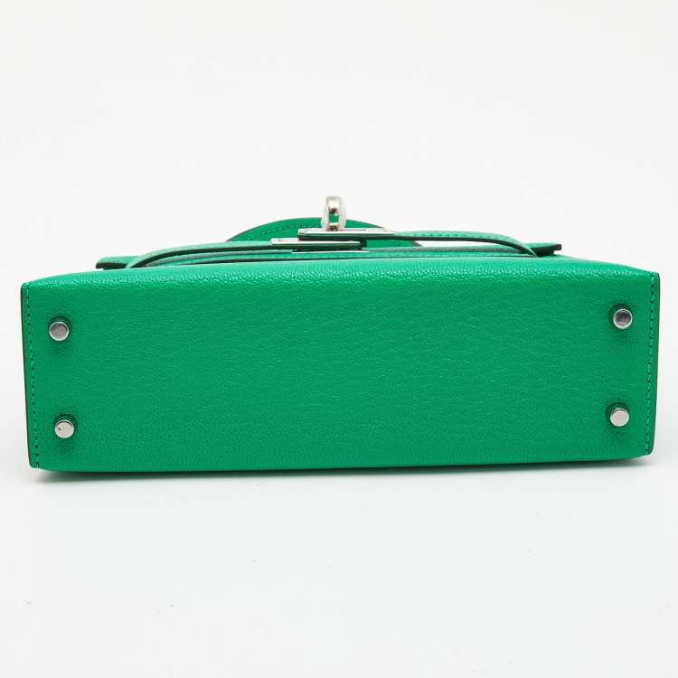 Pre Owned Hermès Menthe Chevre Leather Palladium Finish Mini Kelly II Sellier 20 Bag
