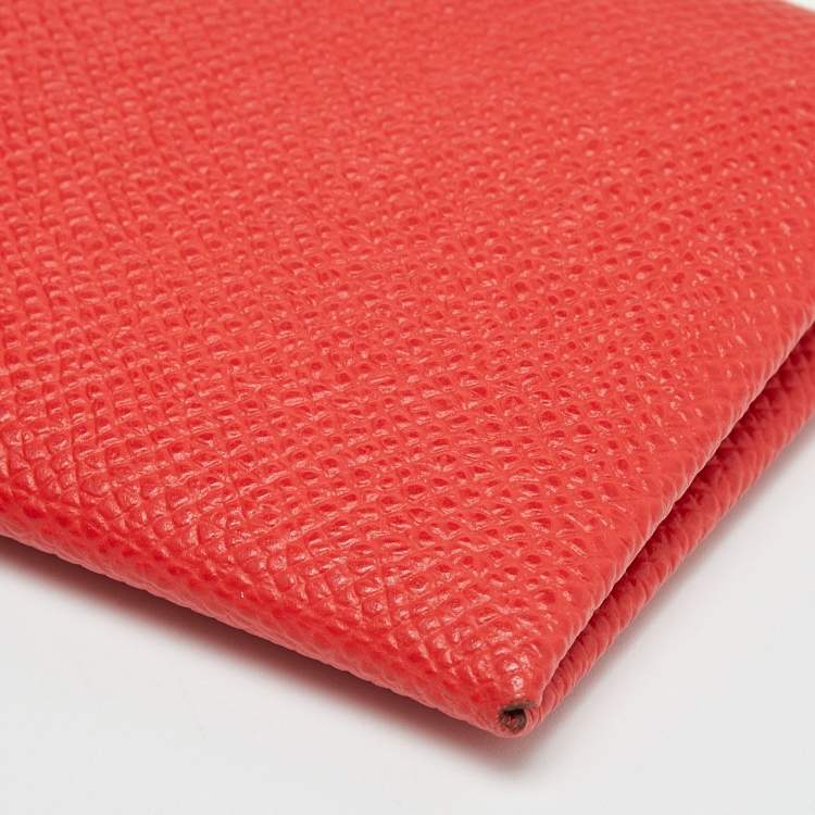 مملوكة مسبقًا Hermes Rouge Casaque Epsom Leather Calvi Card Holder