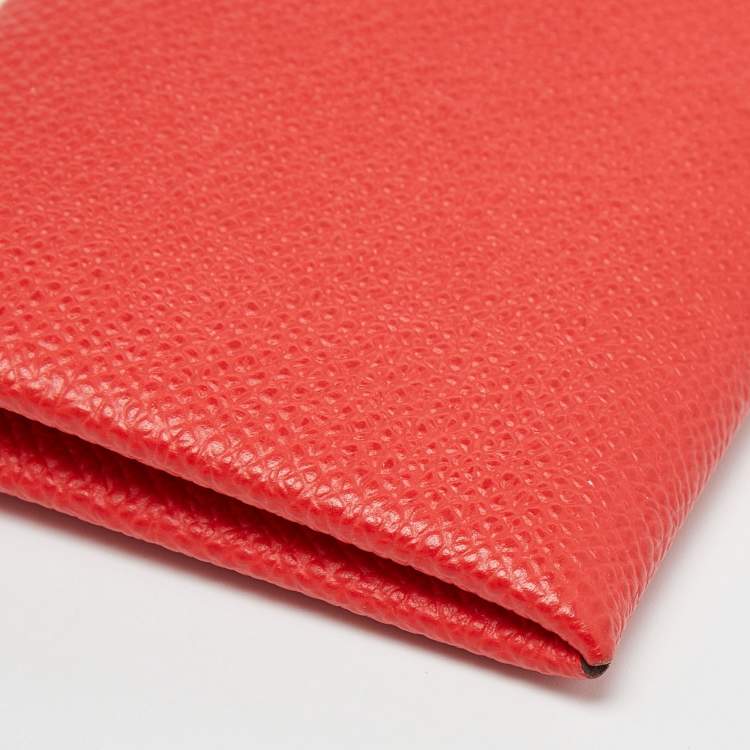 مملوكة مسبقًا Hermes Rouge Casaque Epsom Leather Calvi Card Holder